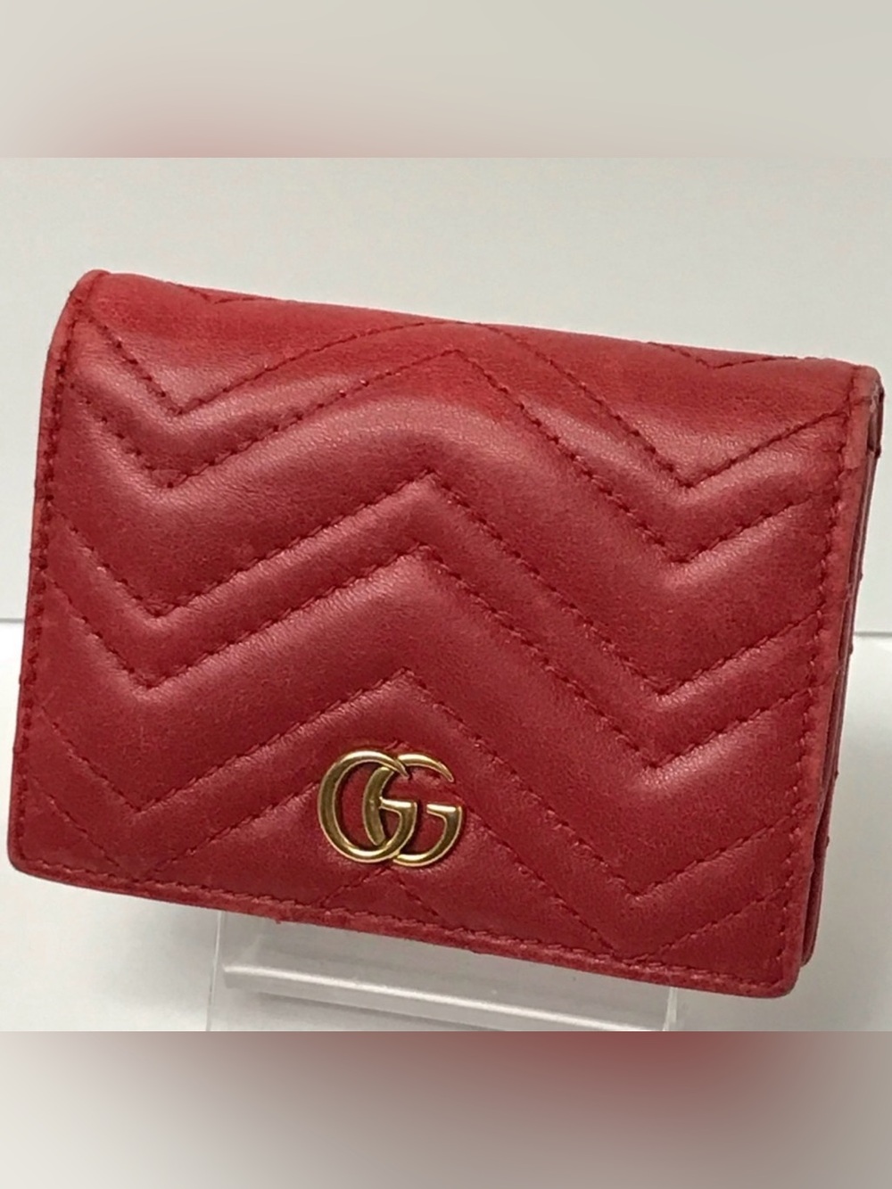 Gucci Marmont Red Leather Wallet - Box, Bag & Ribbon Included *Authentic